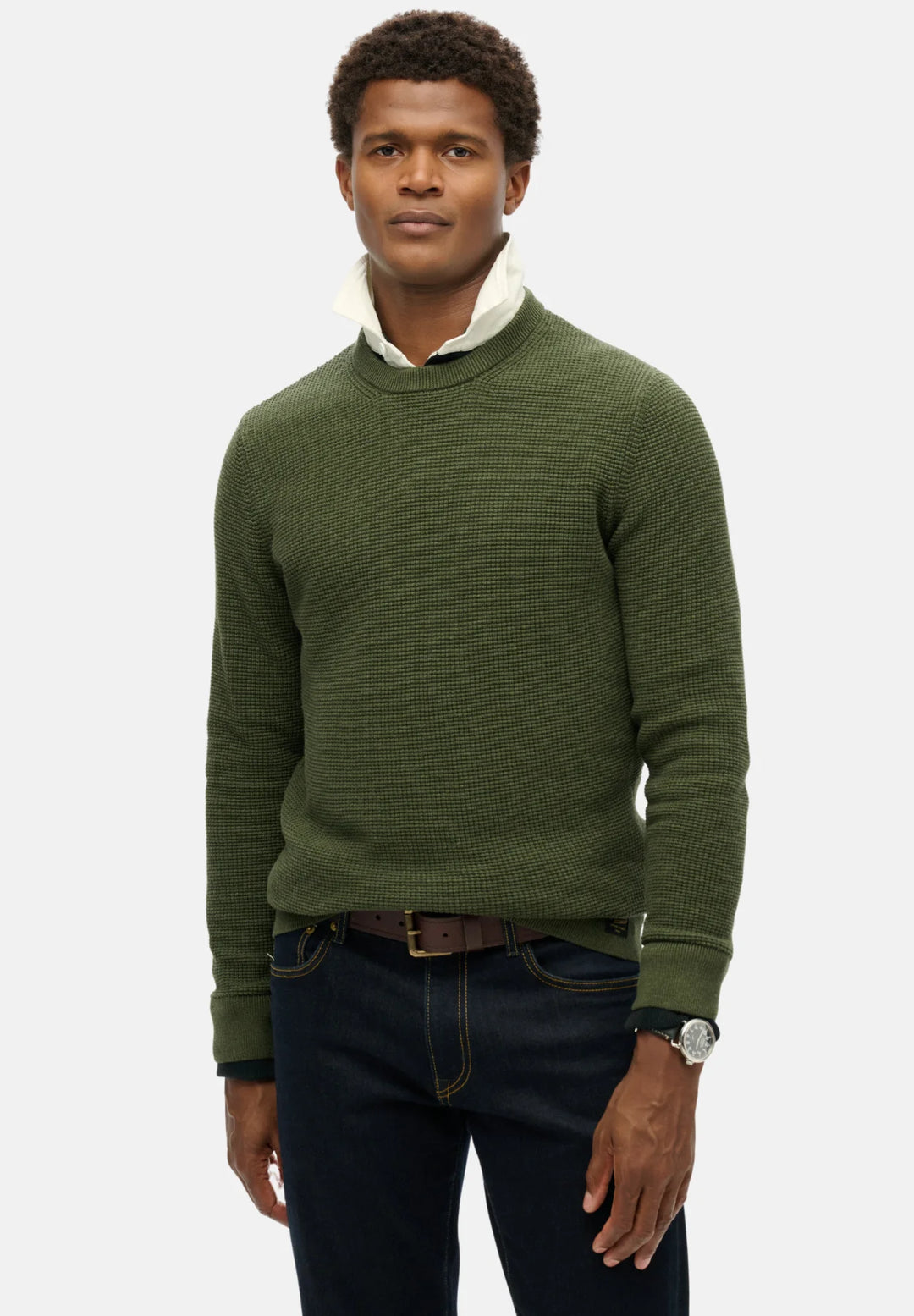 Superdry Textured Crew Knitted Jumper | Thyme Green