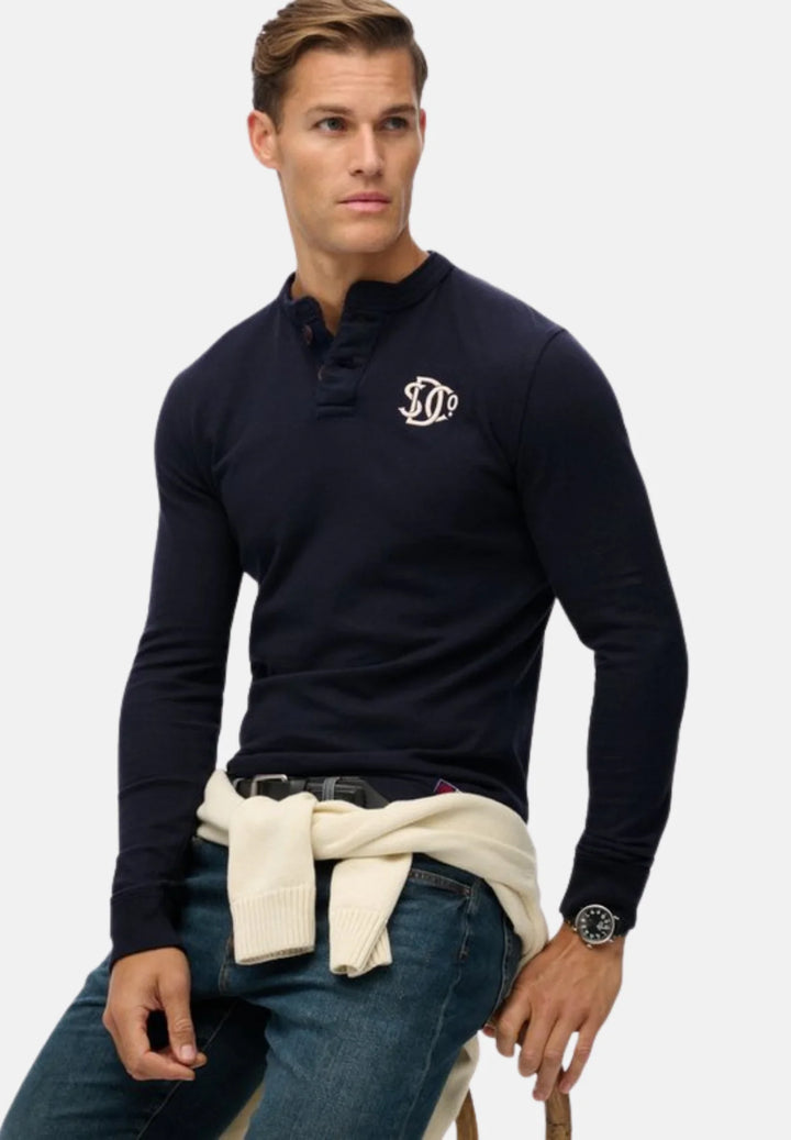 Superdry Vintage Athletic Grandad Top | Eclipse Navy