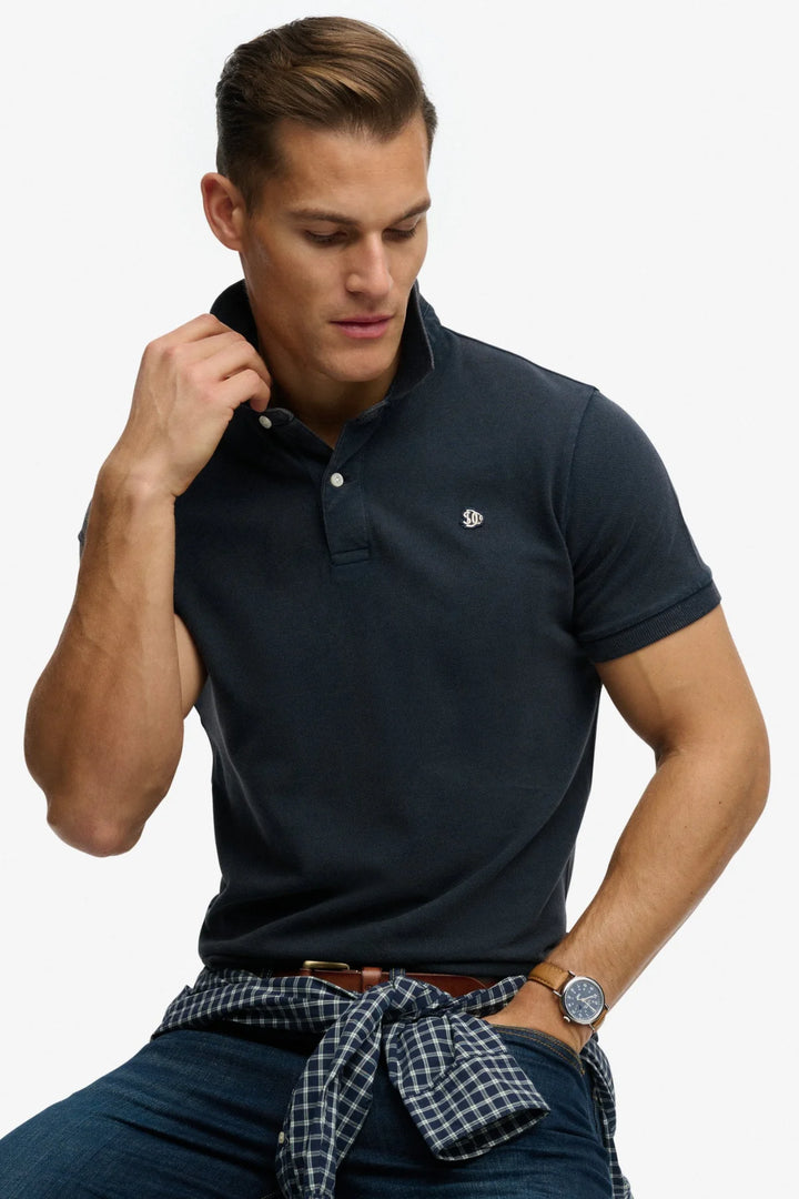 Superdry Vintage Destroy Polo Shirt | Eclipse Navy