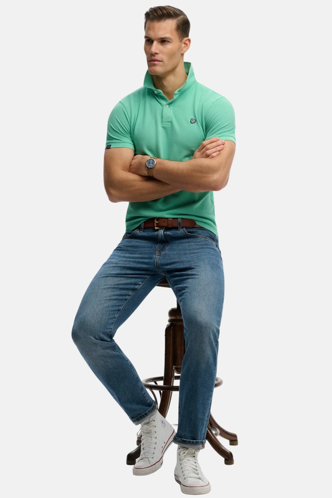 Superdry Vintage Destroy Polo Shirt | Spring Bud Green