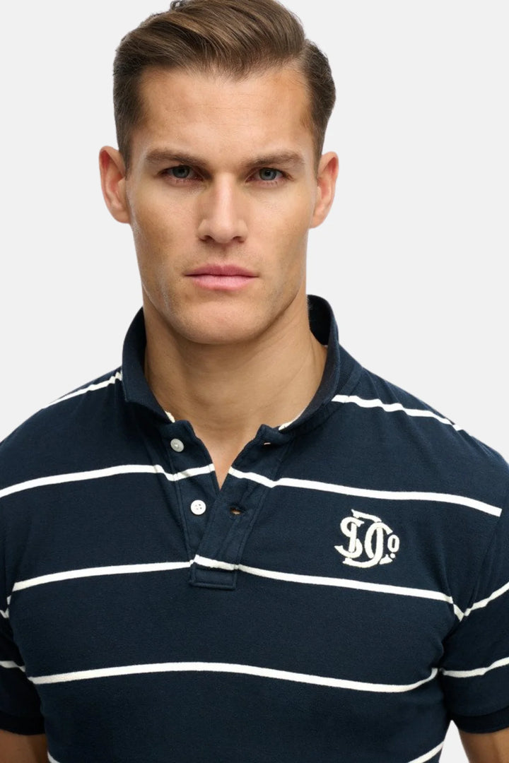 Superdry Vintage Stripe Jersey Polo Shirt | Navy Stripe