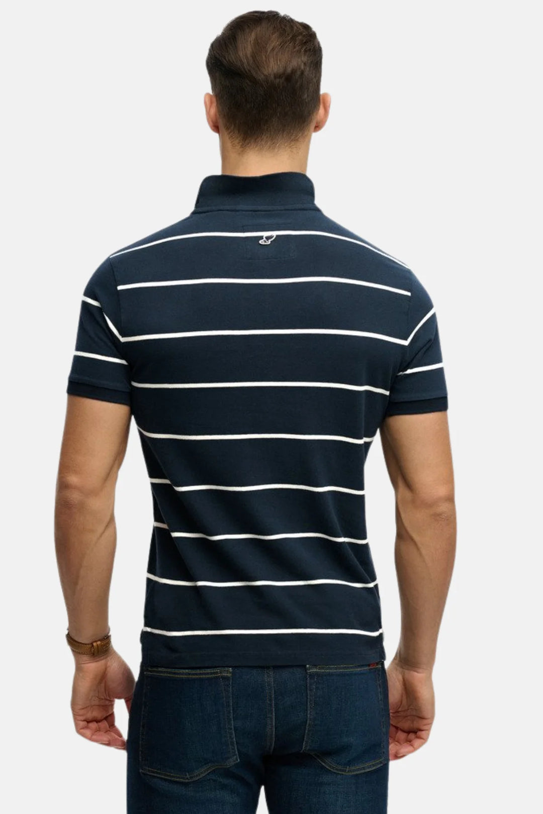 Superdry Vintage Stripe Jersey Polo Shirt | Navy Stripe