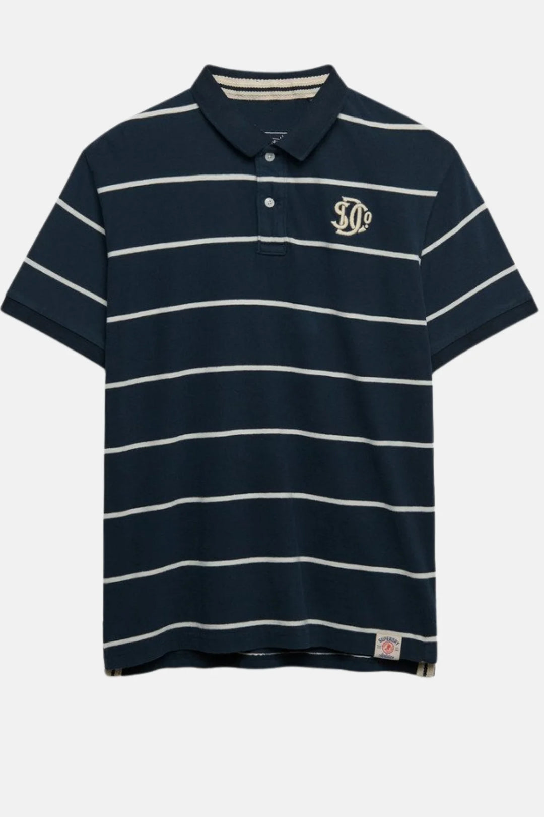 Superdry Vintage Stripe Jersey Polo Shirt | Navy Stripe
