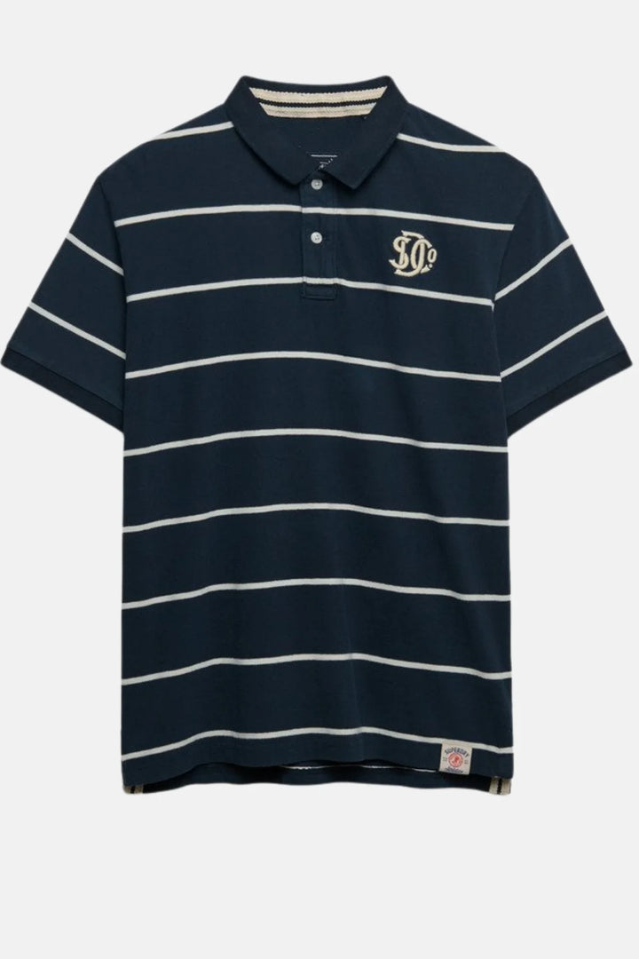 Superdry Vintage Stripe Jersey Polo Shirt | Navy Stripe