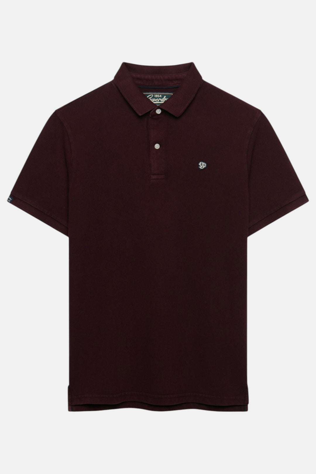 Superdry short-sleeve polo shirt with button placket and chest logo