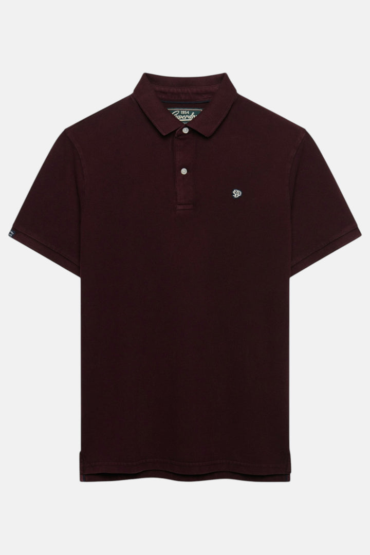 Superdry short-sleeve polo shirt with button placket and chest logo