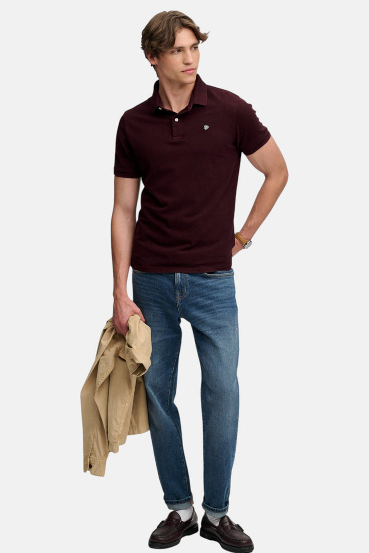 Superdry polo shirt with short sleeves, button-up collar, small chest logo