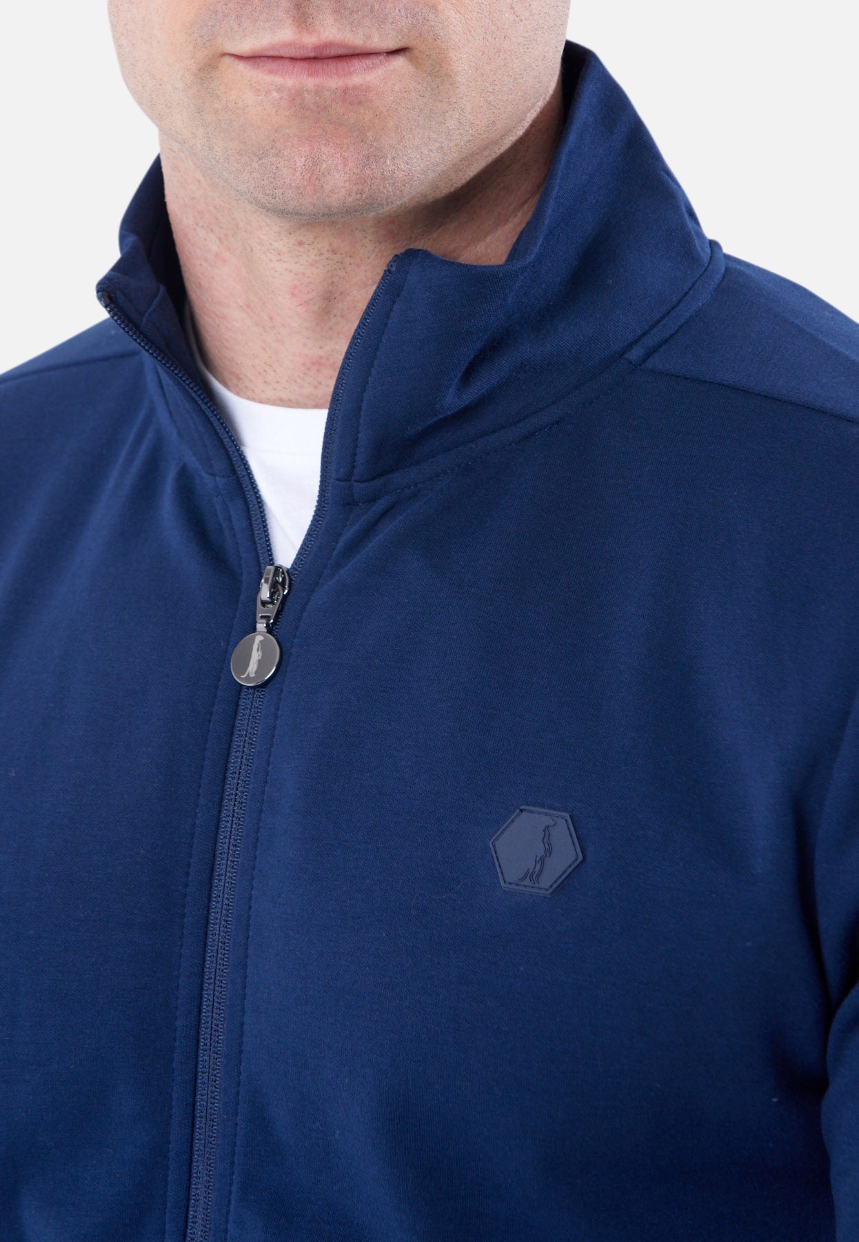 A men's navy blue full-zip Sweatshirt from 6th Sense. 