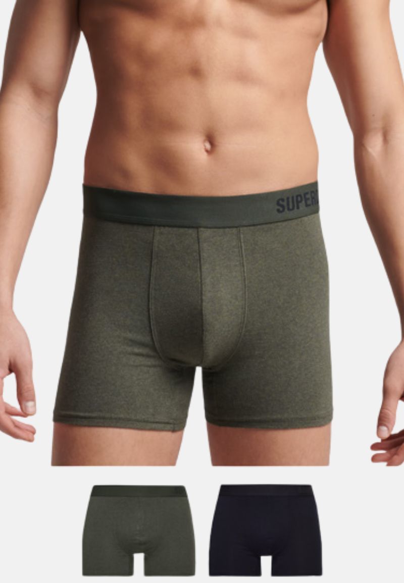 Superdry Boxers | Double Pack | Black/Olive